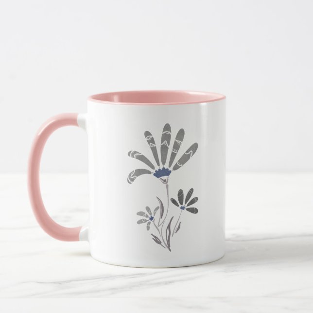 Mug Abstraites Fleurs psychédéliques en niveaux de gri (Gauche)
