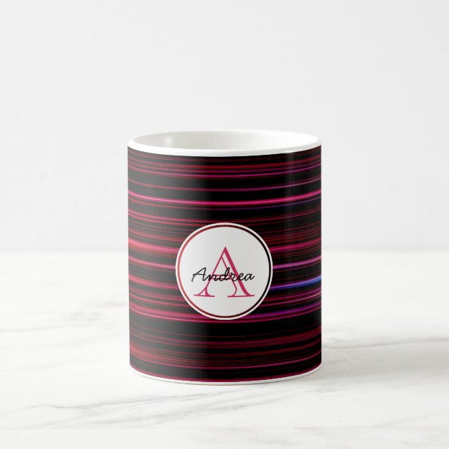 Mug Abstraites rayures rouges sur le monogramme noir (Centre)