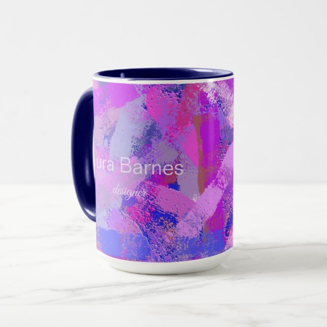 Mug Abstraits coups de pinceau Violet rose (Devant gauche)