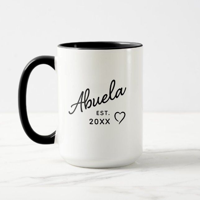 Mug Abuela Année d'Est. Révélation de grossesse & Fête (Gauche)