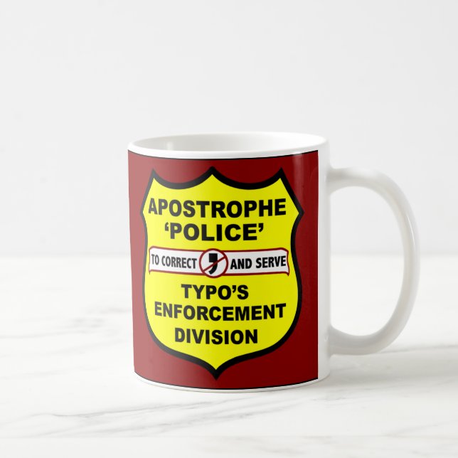 Mug Abus d'apostrophe de police de grammaire (Droite)