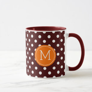 Mug Accents d'orange Polka blanc et Brown