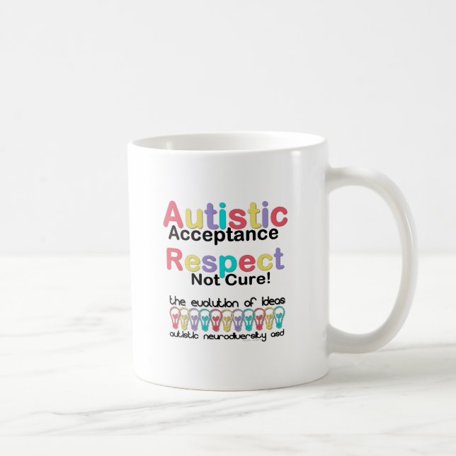 Mug Acceptation de l'autisme, respect, pas de remède (Droite)