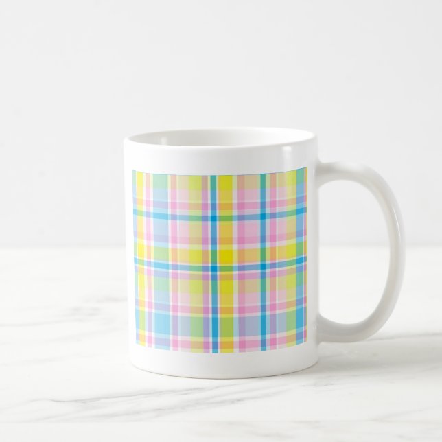 Mug Accessoires motifs écossais rose jaune (Droite)