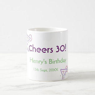 Mug acclamations 30e anniversaire nom vin verre violet