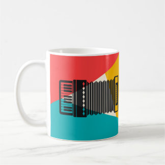 Mug Accordion Tri-Color - Coral Turquoise Gold Music