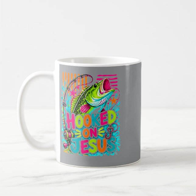 Mug Accro à Jésus Drôle de pêcheur chrétien de poisson (Gauche)