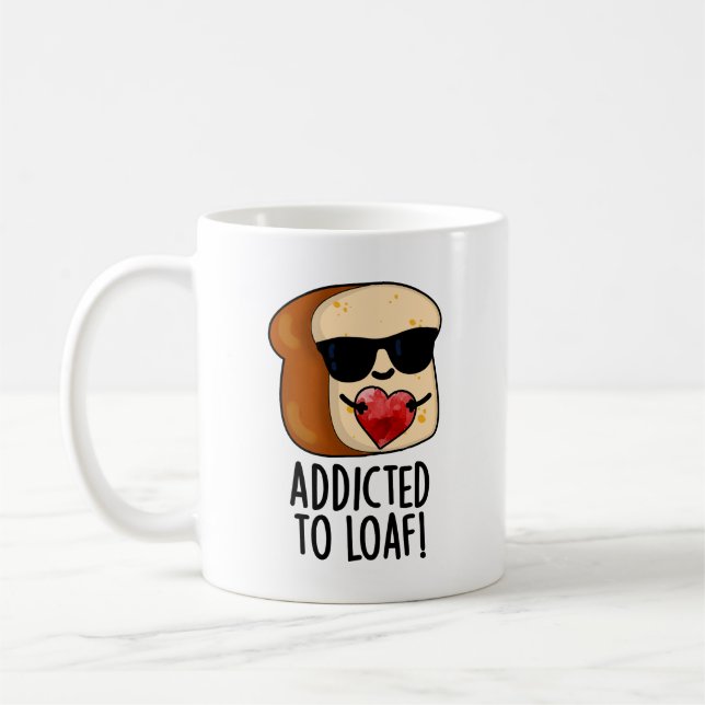 Mug Accro au pain de blague drôle  (Gauche)
