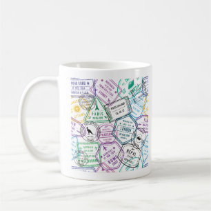Mug Accro aux Tampons de Passeport Voyageur Rétro du M