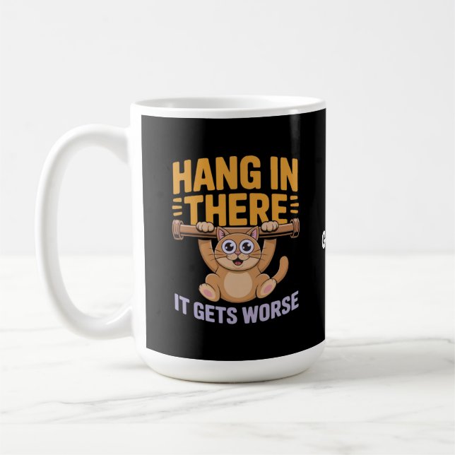 Mug Accroche-Toi Ça Empire Mème de Chat Mignon Drôle  (Gauche)