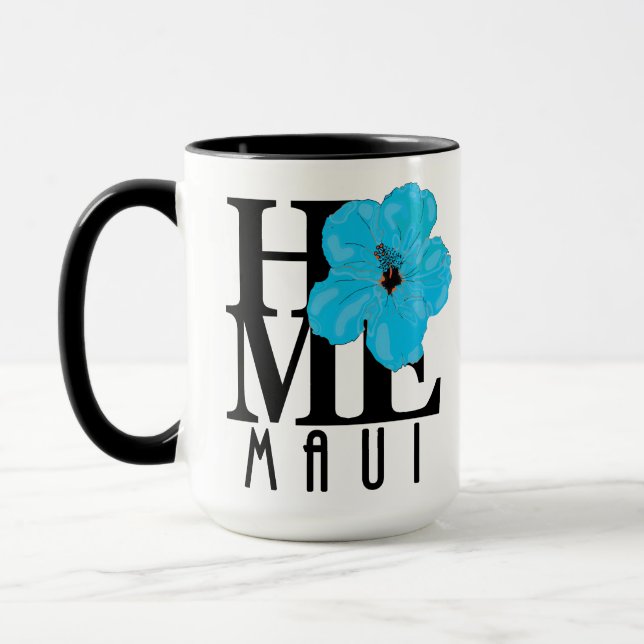 Mug ACCUEIL Hibiscus bleu Maui 15oz (Gauche)
