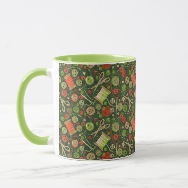Mug Accueil Hobby Couture Artisanat Collage Motif Vert (Gauche)