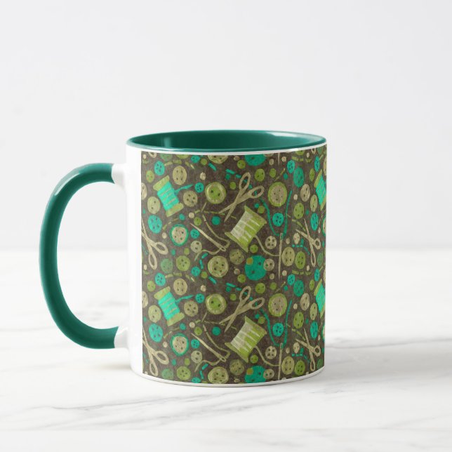 Mug Accueil Hobby Sew Crafter Collage Motif Green Mint (Gauche)