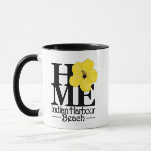 Mug ACCUEIL Indian Harbour Beach Hibiscus jaune 11oz
