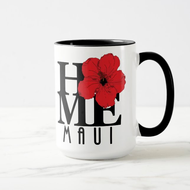 Mug ACCUEIL Maui Red Hibiscus 15oz (Droite)