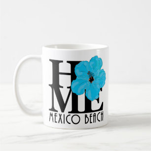 Mug ACCUEIL Mexico Beach Floride Hibiscus bleu 11oz