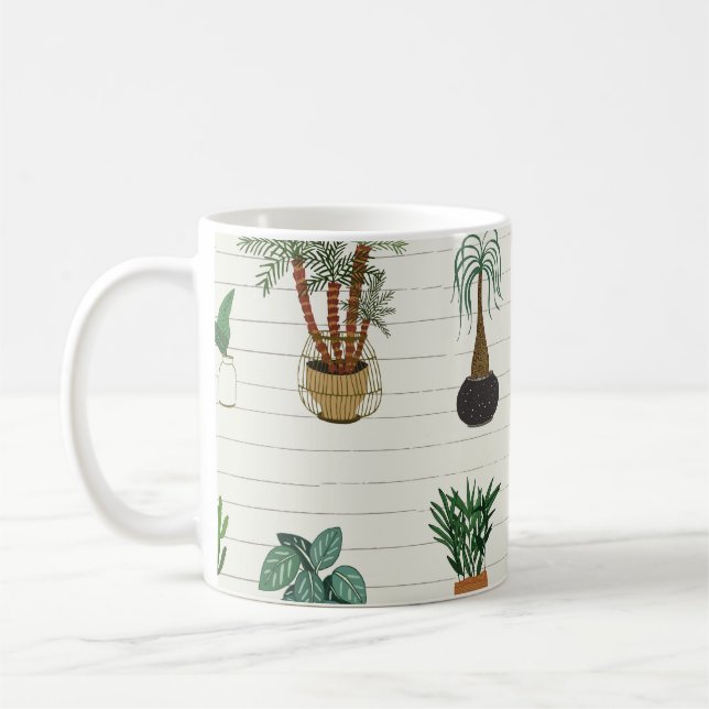 Mug Accueil Plantes : Intérieur sans couture à main (Gauche)