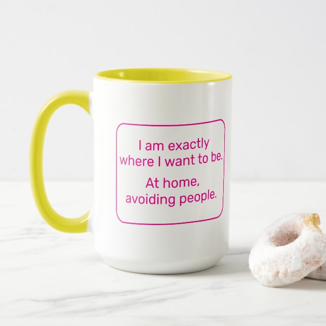 Mug Accueil (pour droitier, jaune / rose) (Avec donut)