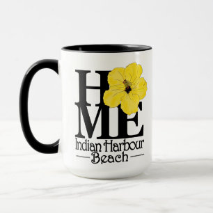 Mug ACCUEIL Satellite Plage Hibiscus jaune 15oz