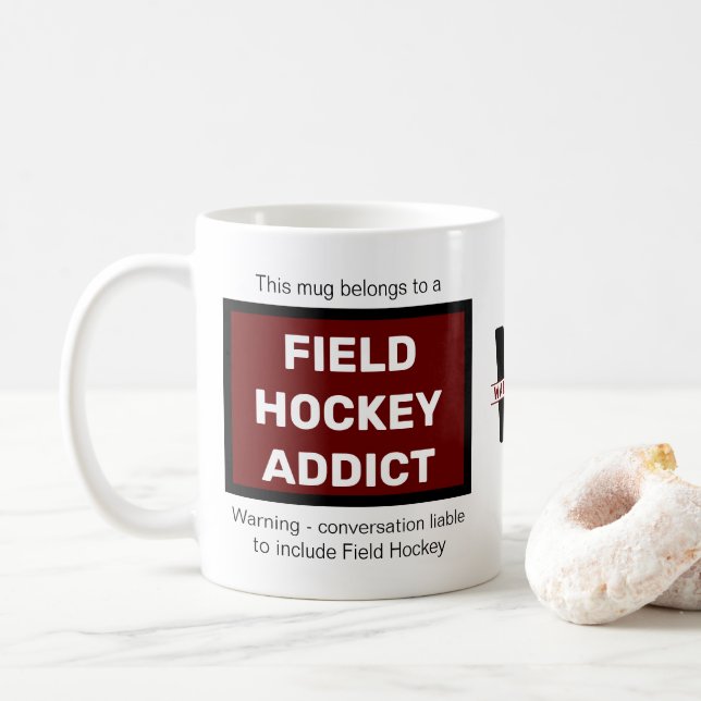 Mug Accusé de hockey sur gazon Ajouter votre nom Monog (Avec donut)