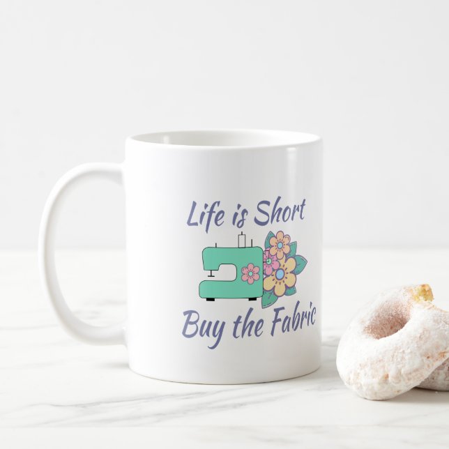 Mug Acheter la Tissu, couture, courtepointe, artisanat (Avec donut)