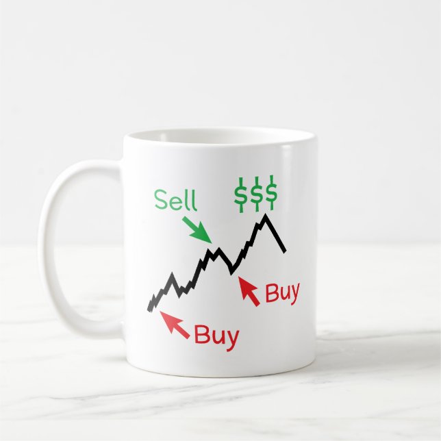 Mug Acheter Low Sell High T-Shirt - Stock Trader Cadea (Gauche)