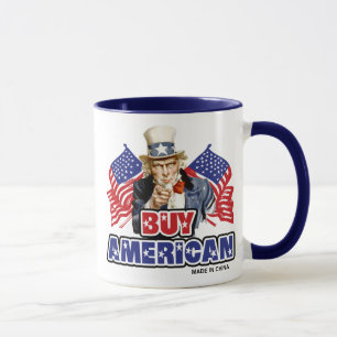 Mug Achetez Américain ( Fabriqué en Chine ) - Blague d