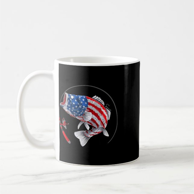 Mug Achigan à grande bouche États-Unis Drapeau américa (Gauche)