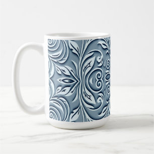 Mug Acier Bleu symétrique Embossé Design floral