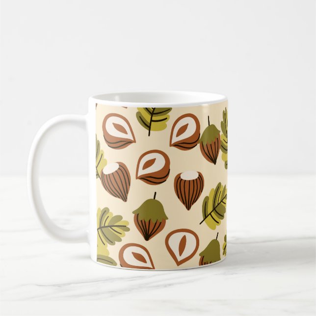 Mug Acorns Feuilles de noisette Motif sans couture (Gauche)