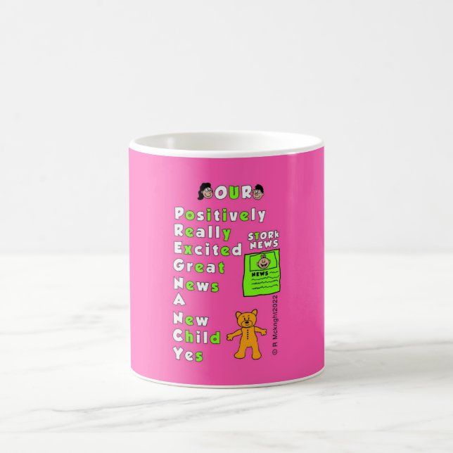 Mug Acronyme de grossesse Arrière - plan rose Fille Mu (Centre)
