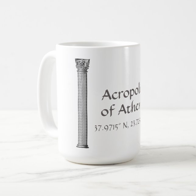 Mug Acropole d'Athènes Latitude Longitude (Devant gauche)