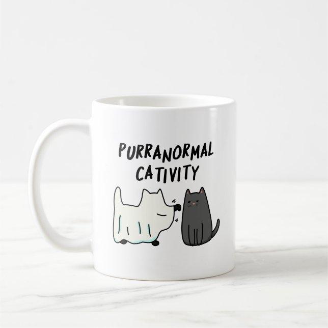 Mug Activité surnaturelle féline Blague drôle d'Hallow (Gauche)