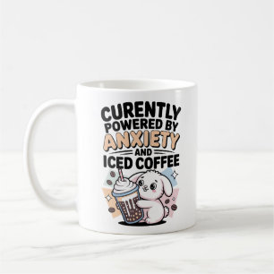 Mug Actuellement alimenté par l'anxiété et le lapin au