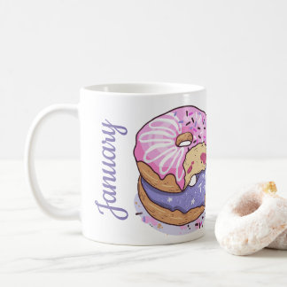 Mug Add your photo and name cute donuts purple