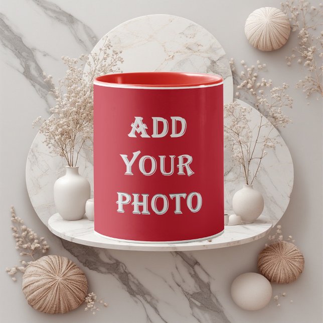 Mug Add Your Photo Romantic Red Personalized NewlyWeds (Add Your Photo Romantic Red Personalized NewlyWeds Mug)