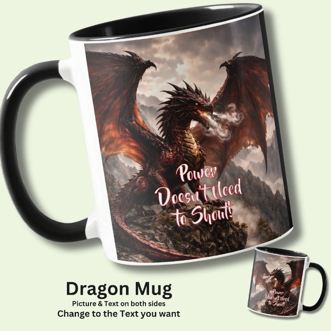 Mug Add Your Text - Red Winged Fire Dragon with Smoke (Créateur téléchargé)