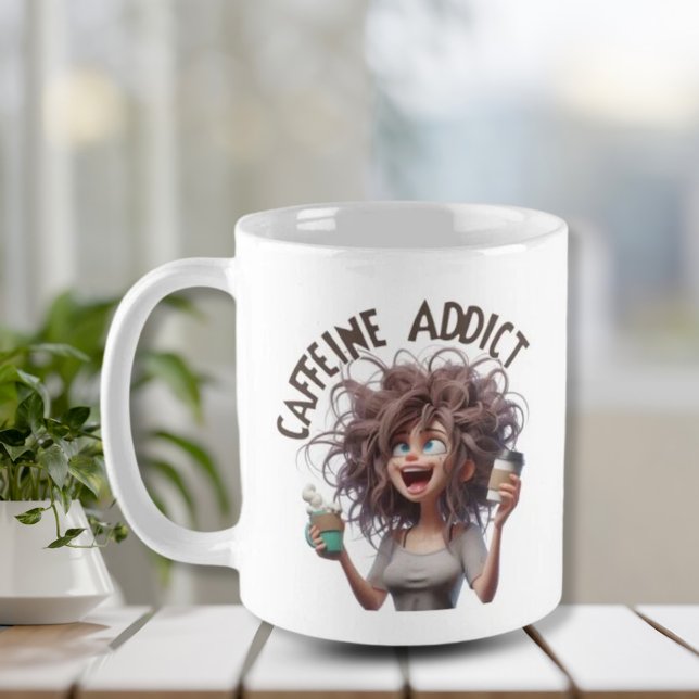 Mug Addict à la caféine - Crazy Caffeine Lady (Créateur téléchargé)