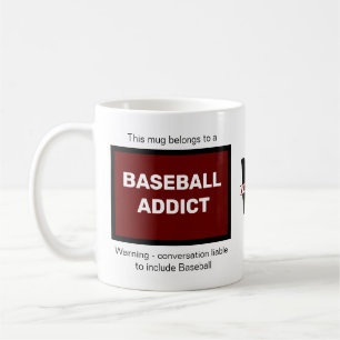 Mug Addict au baseball Ajouter votre nom Monogramme in