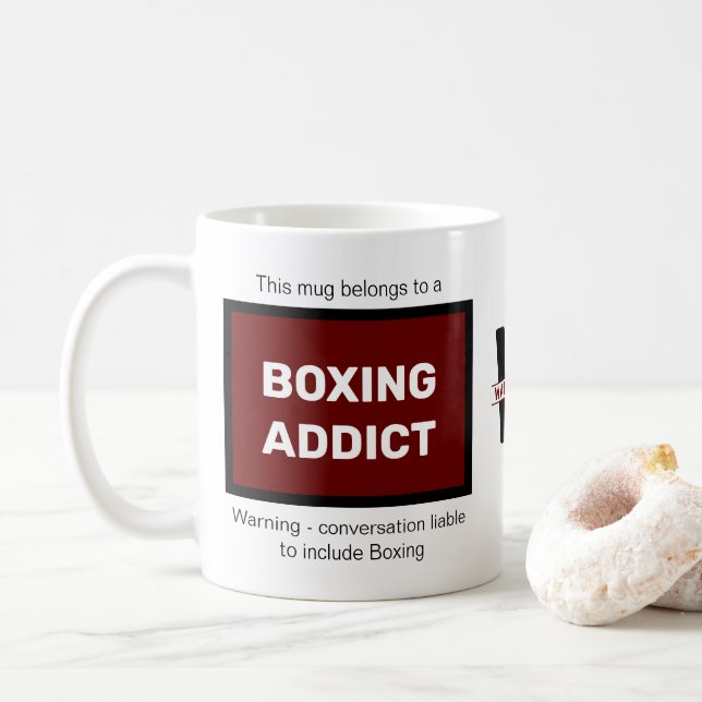 Mug Addict Boxe Ajouter Votre Nom Monogramme Initial (Avec donut)