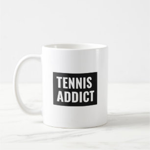 Mug Addict de tennis Drôle Citation blanc et noir Élég