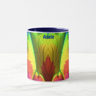Mug ADELE ~ 3D Fractal ~ rose, jaune rouge et bleu