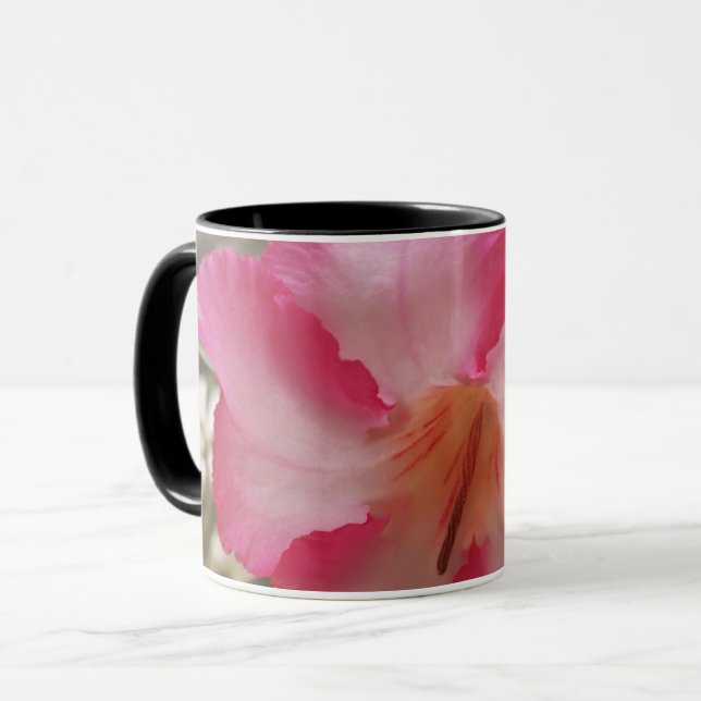 Mug Adenium rose fleurs blanches fleurs florales natur (Devant gauche)