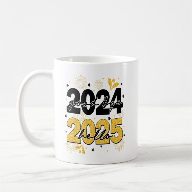 Mug Adieu 2024 Bonjour 2025 Fireworks Bonne année (Gauche)
