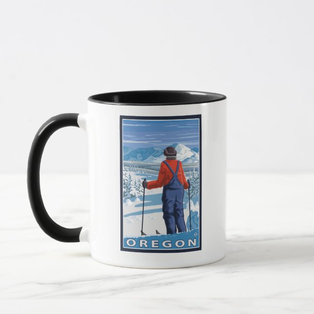 Mug Admirer le skieur - Poster Vintage voyage (Gauche)