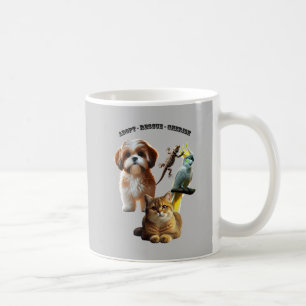 Mug Adoption d'animaux avec le chien, le chat, l'oisea