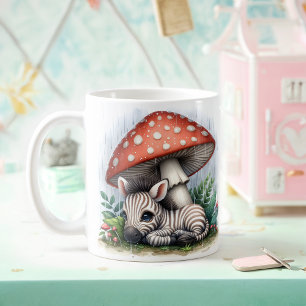 Mug Adorable Baby Zebra Sous Parapluie Champignons
