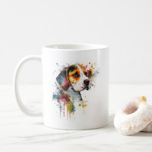 Mug Adorable Beagle Chiot Aquarelle IA Art