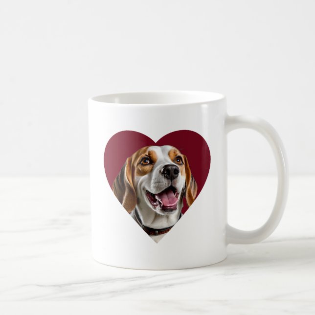Mug Adorable Beagle in Heart Shape Design (Droite)