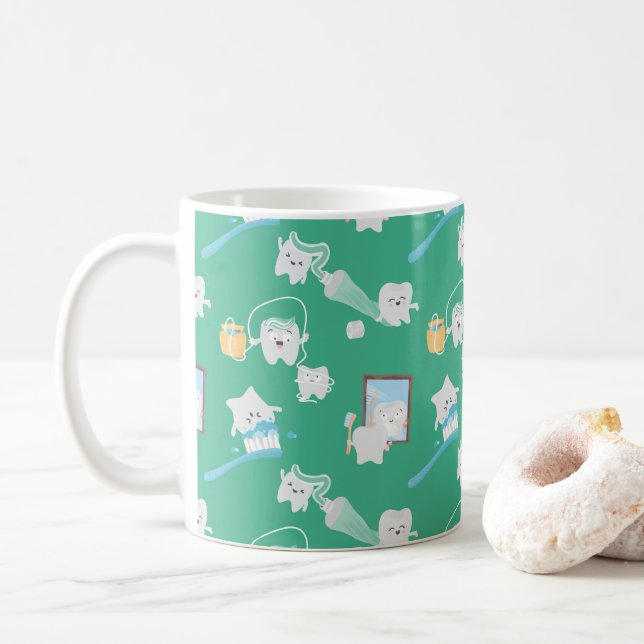 Mug Adorable Bébé Dents Bureau dentaire Dentiste (Avec donut)